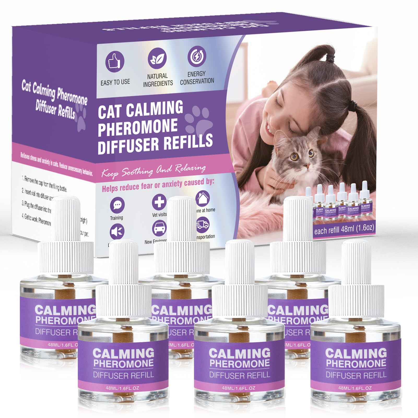 TTLXRL difusor de feromonas para gatos rellenos 6 unidades, calma el ambiente.