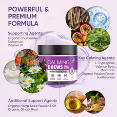 TTLXRL Calming Chews ingredientes naturales como manzanilla para calma suave.