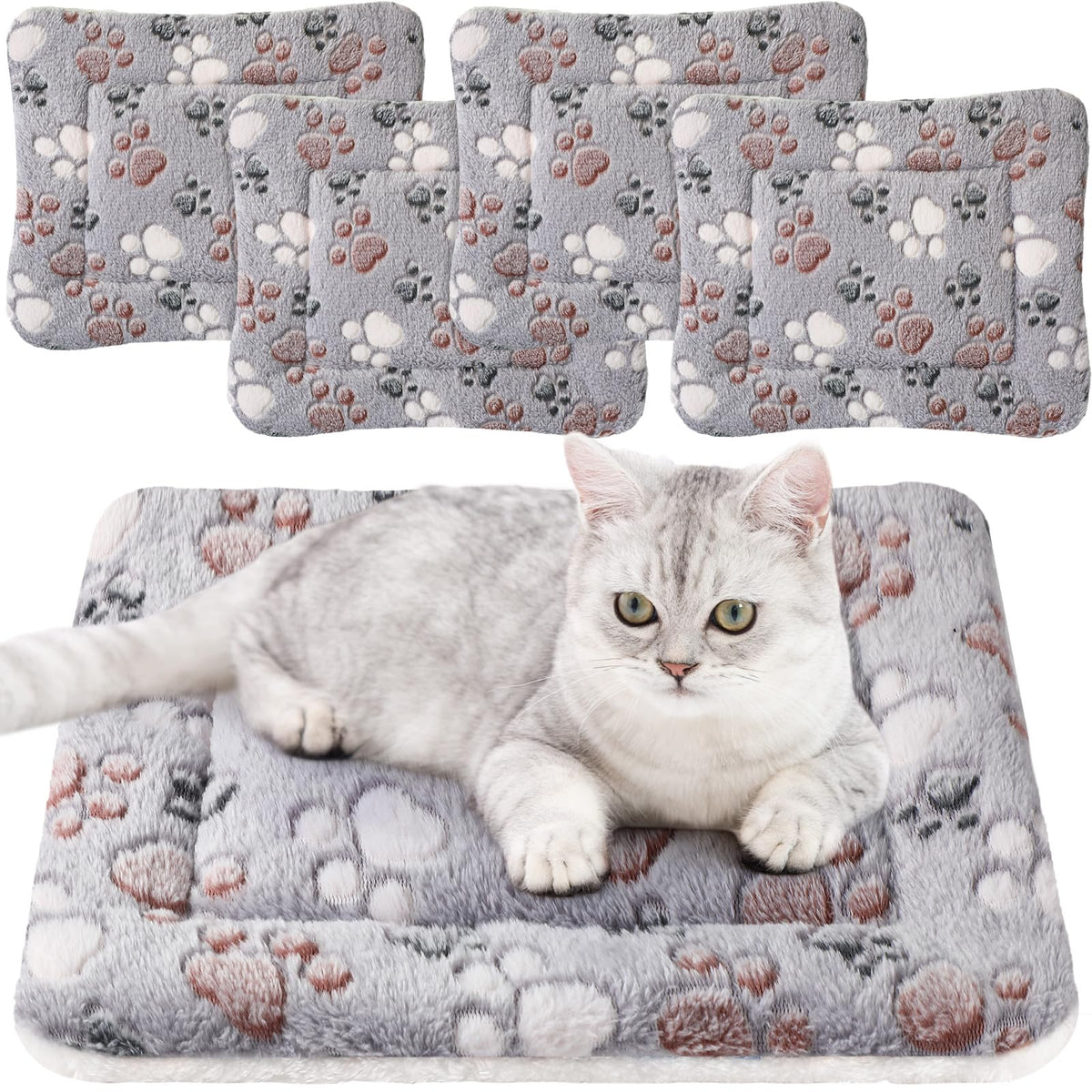 Almohadilla Tuansé para mascotas con patitas grises y descanso cómodo.