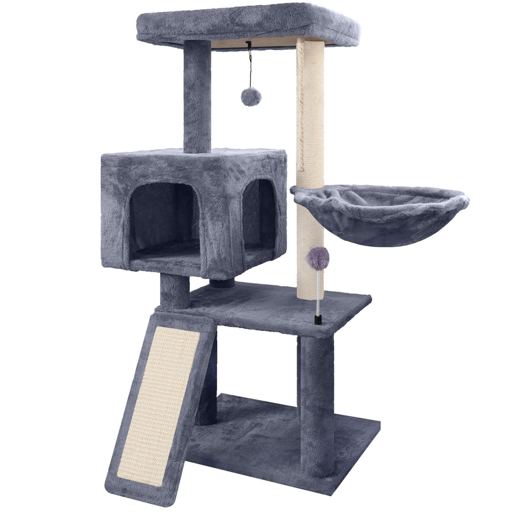 Tuaoeef árbol para gatos con condo y hamaca, ideal para trepar y descansar.