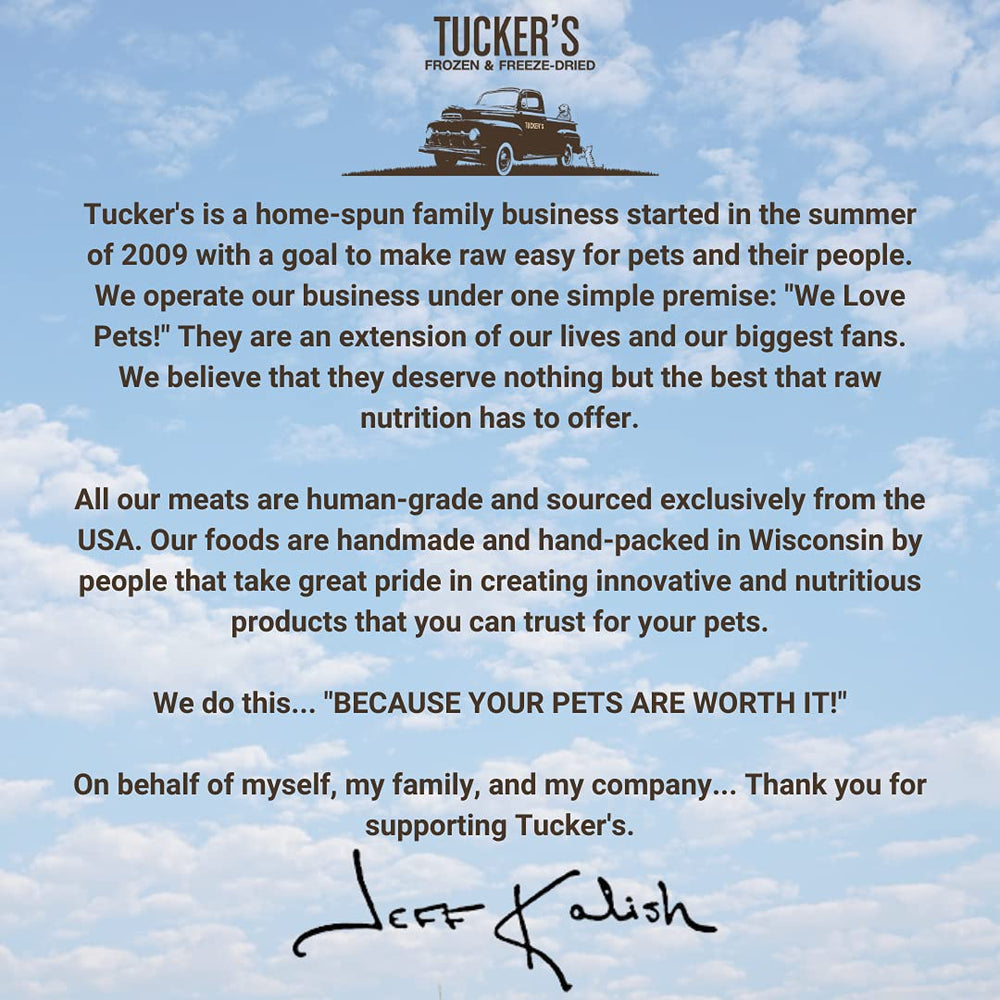 Tucker's Raw Frozen mezcla lista para servir como premio o snack