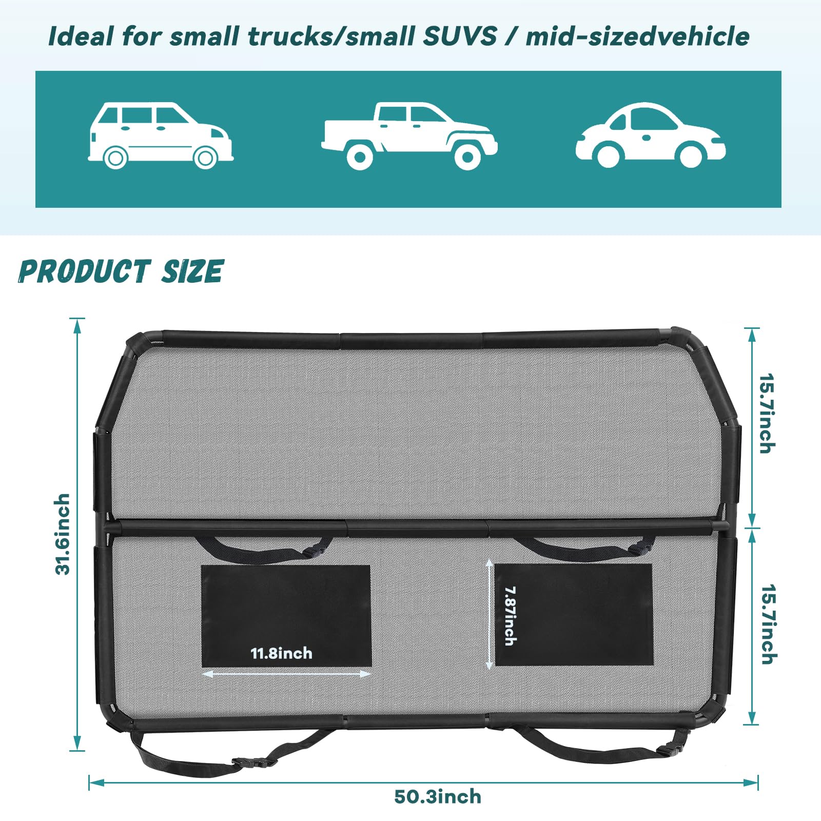 Ajuste universal de 50 pulgadas para la mayoría de SUV y hatchbacks.