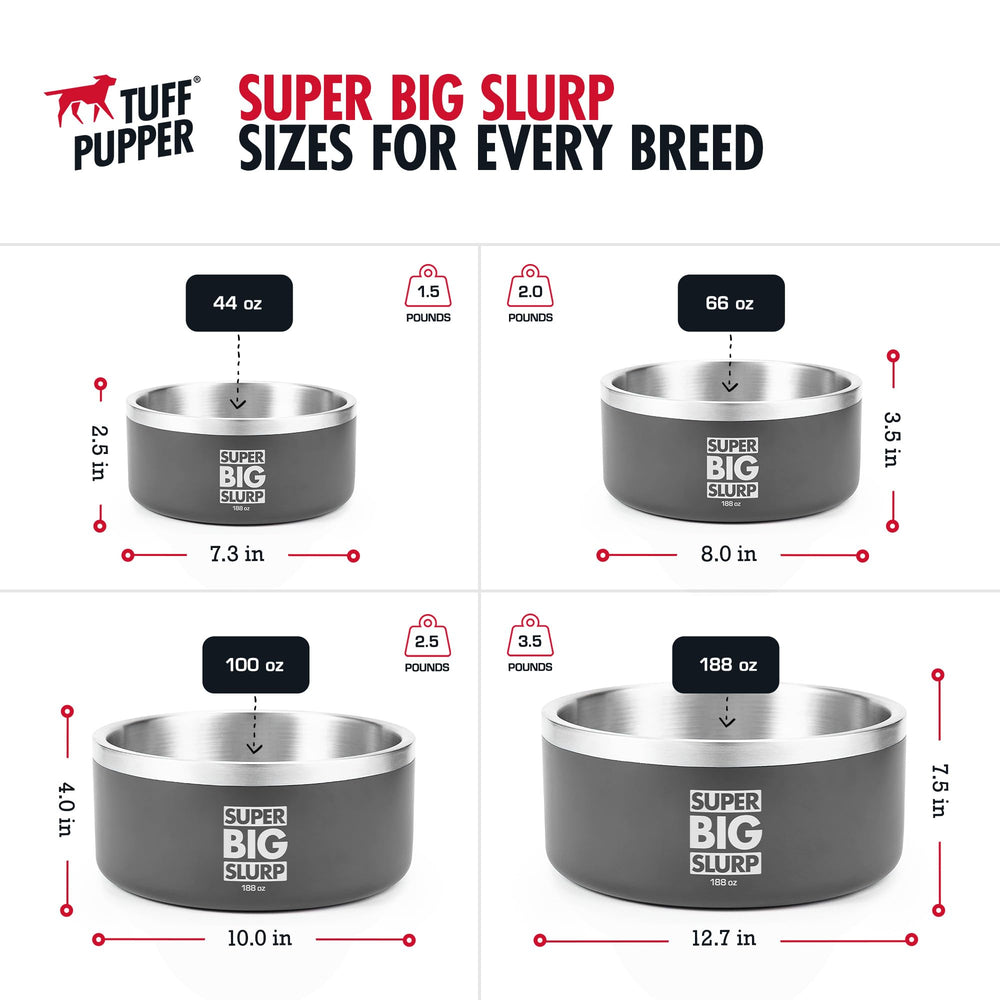 Acero inoxidable 18/8 de Tuff Pupper para uso diario.