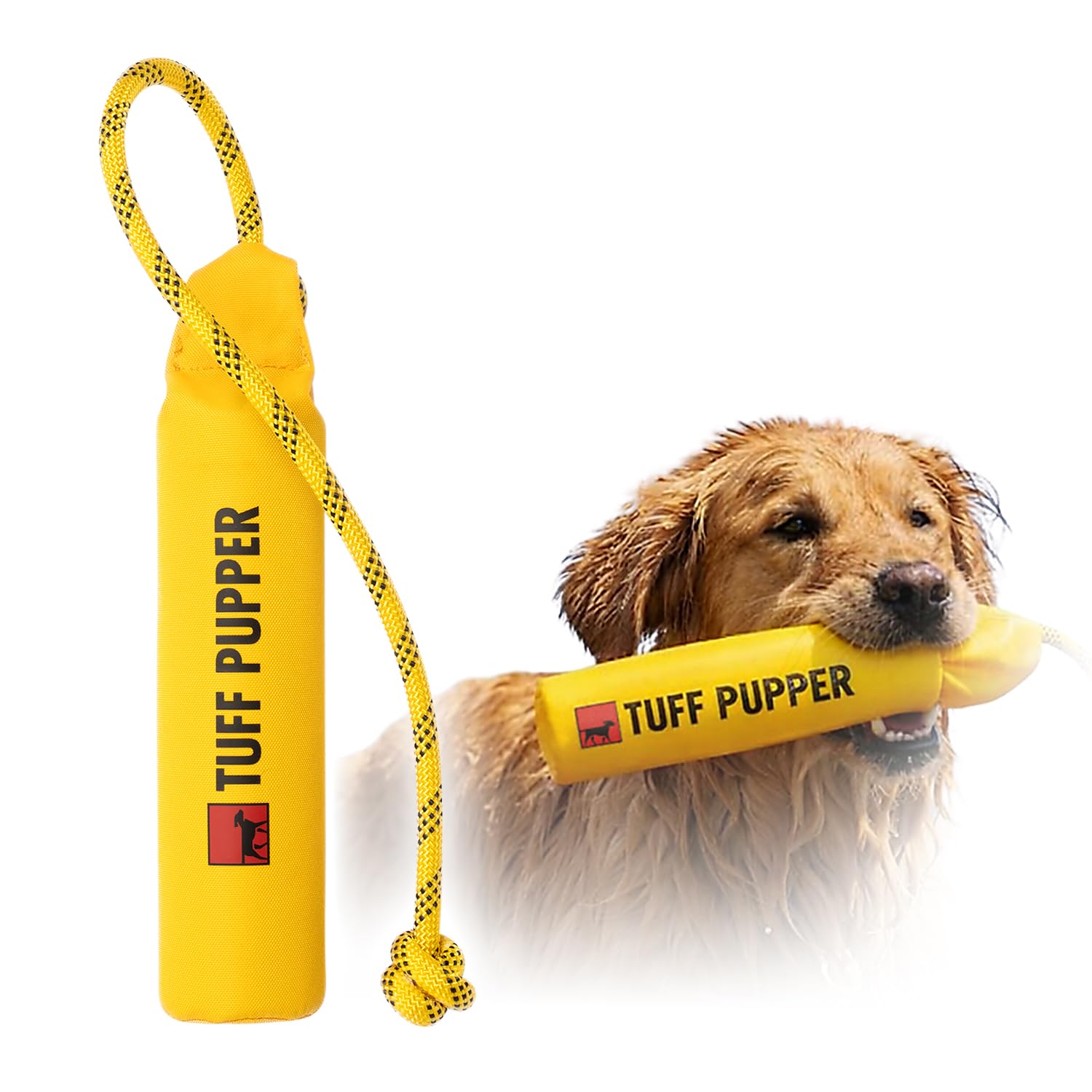 Tuff Pupper Juguete Flotante Bumper, fácil localización en agua para sesiones de juego.