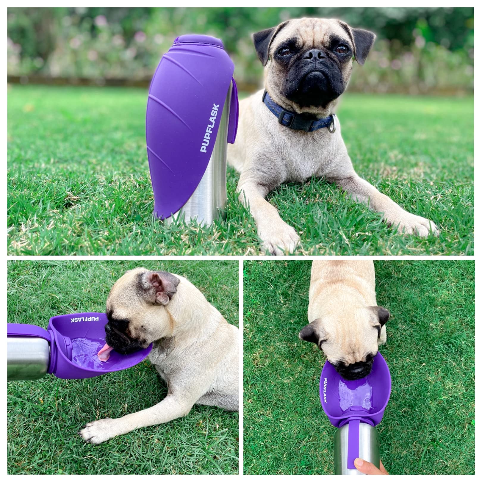 PupFlask portátil de Tuff Pupper, ideal para viajes con mascotas.