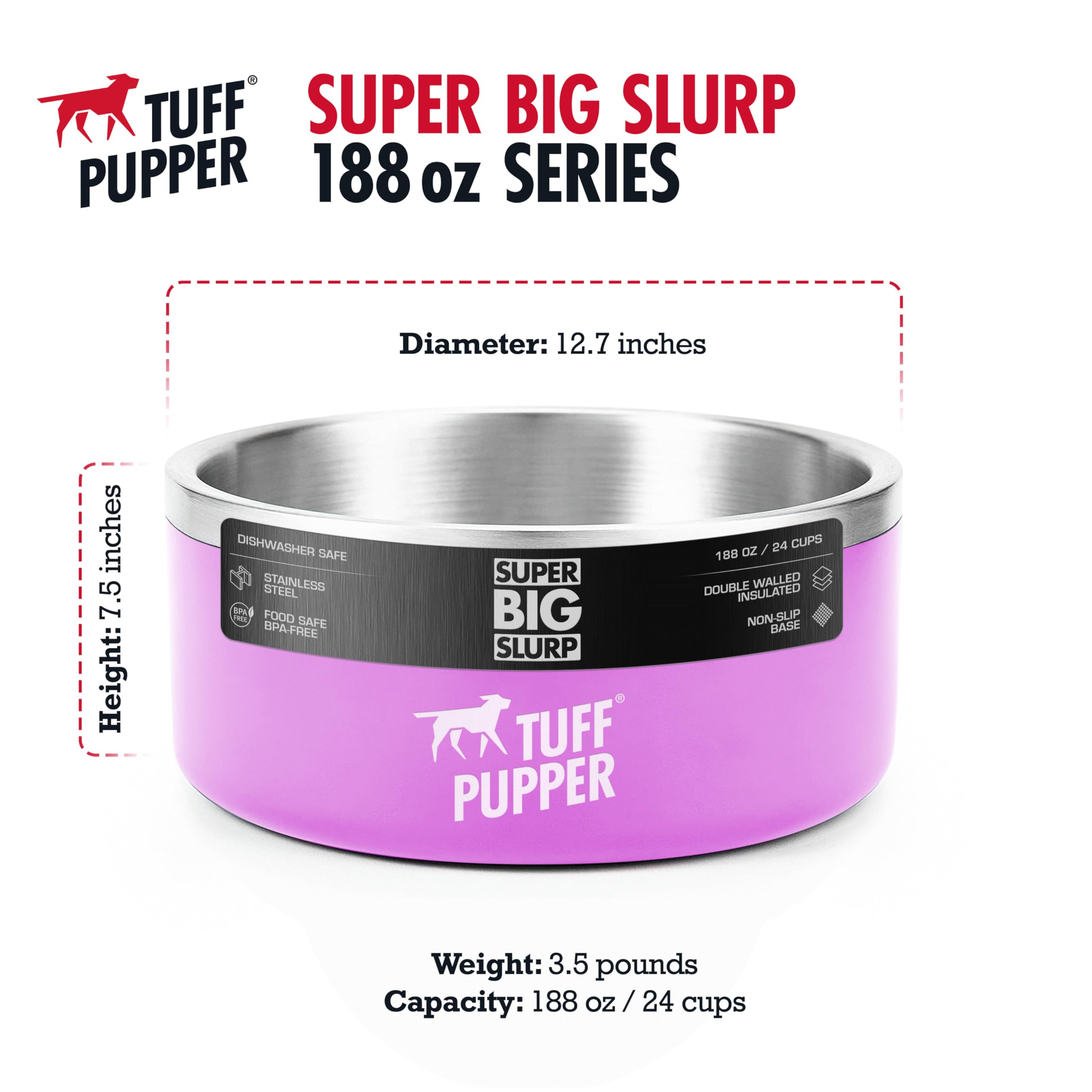 Tuff Pupper tazon duradero para uso exterior, disponible en varios colores.