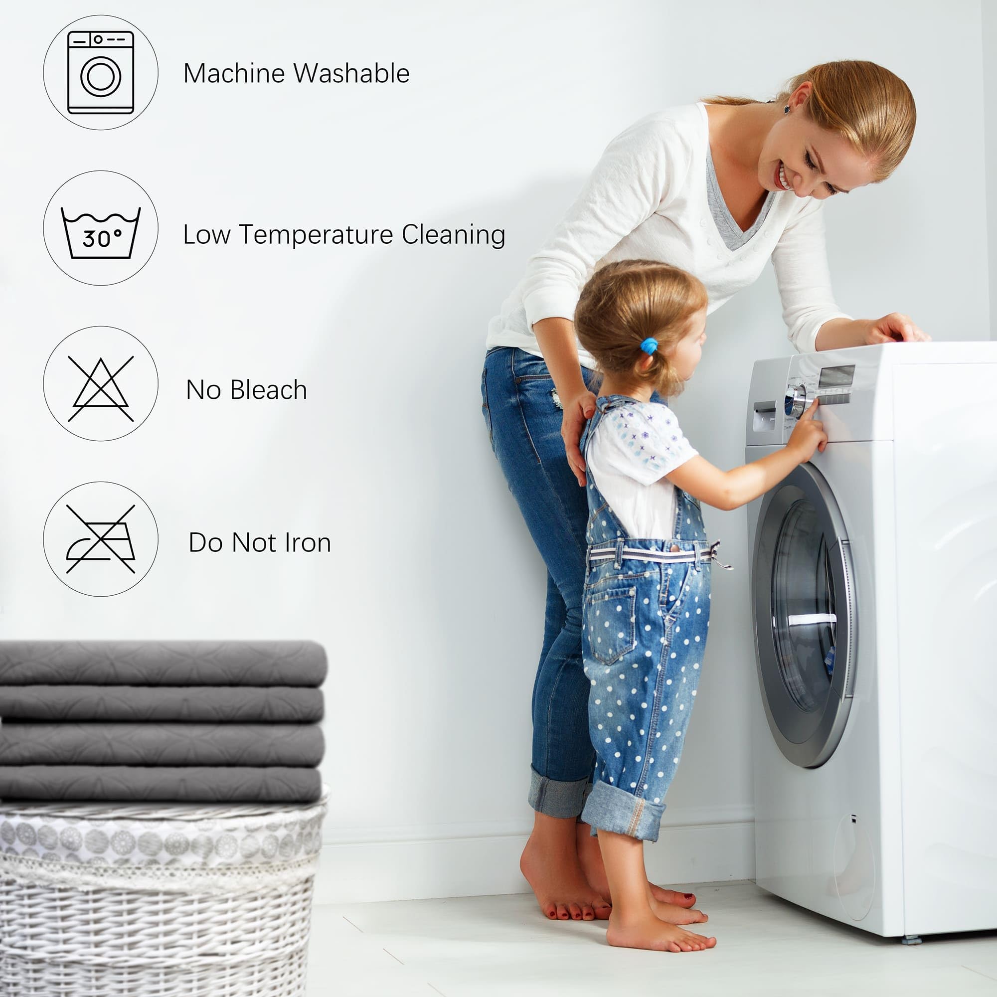 Lavable a máquina en frío y secado suave para facilitar el cuidado.