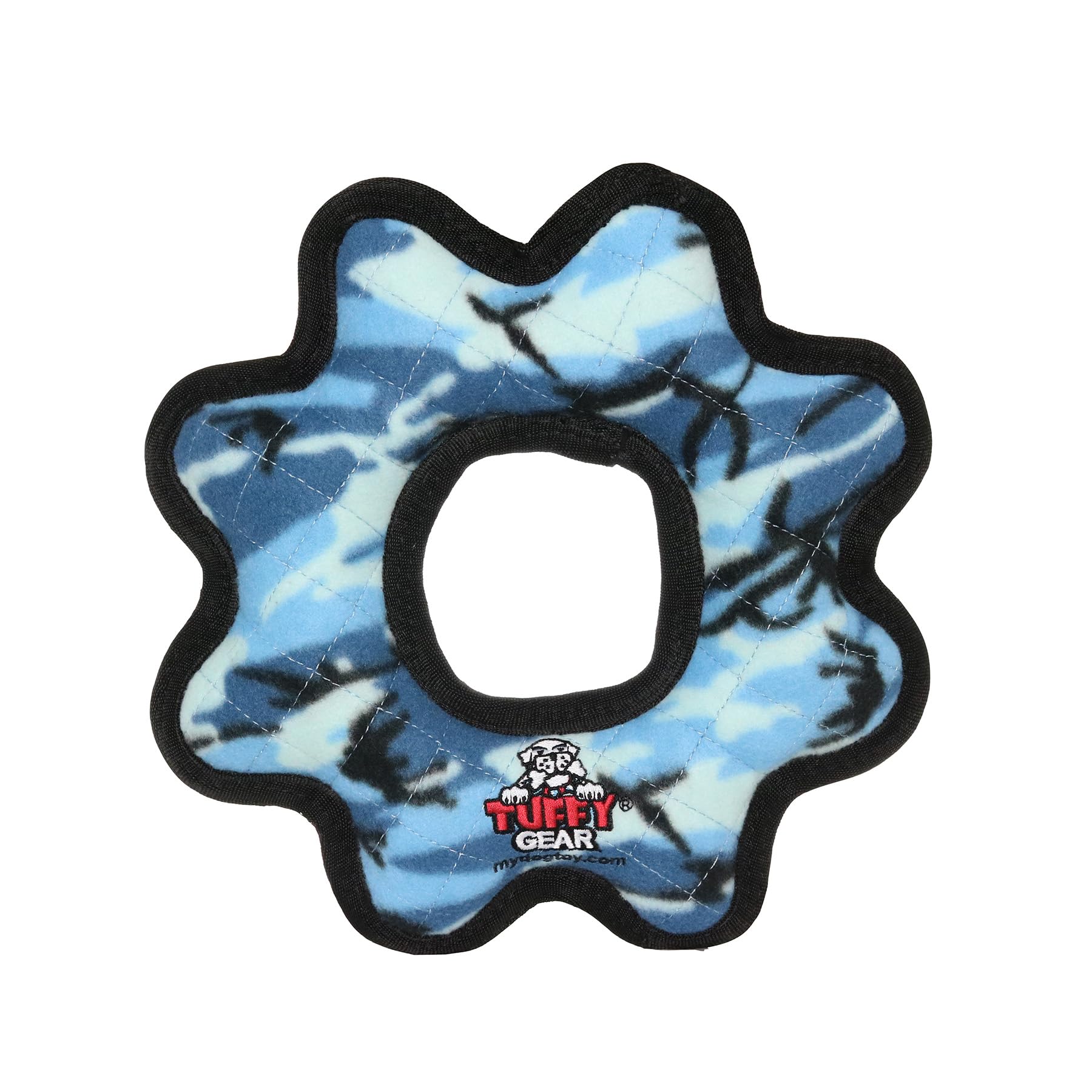 TUFFY Juguete anillo camo azul con sonajero para juego activo.