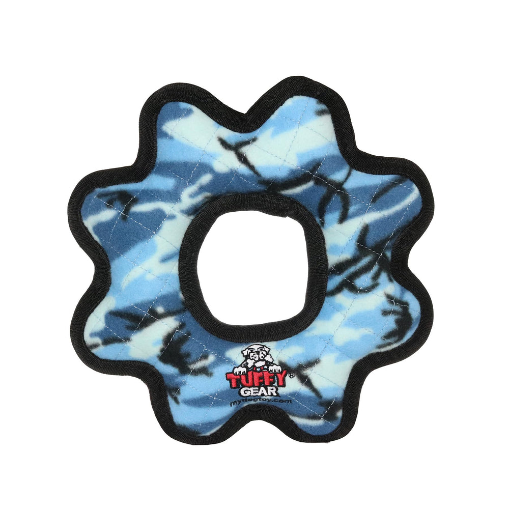 TUFFY Juguete anillo camo azul con sonajero para juego activo.