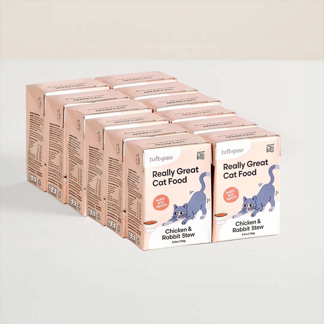 TUFT + PAW estofado de pollo y conejo en lata, sabor apetitoso para gatos.