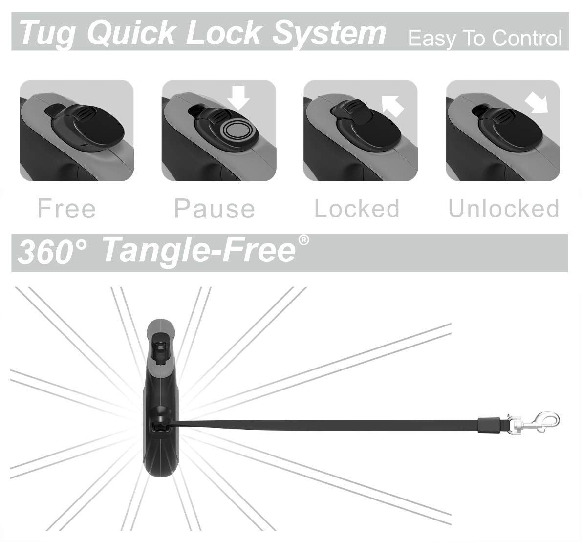 TUG 360 cierre y bloqueo con una mano para control rápido