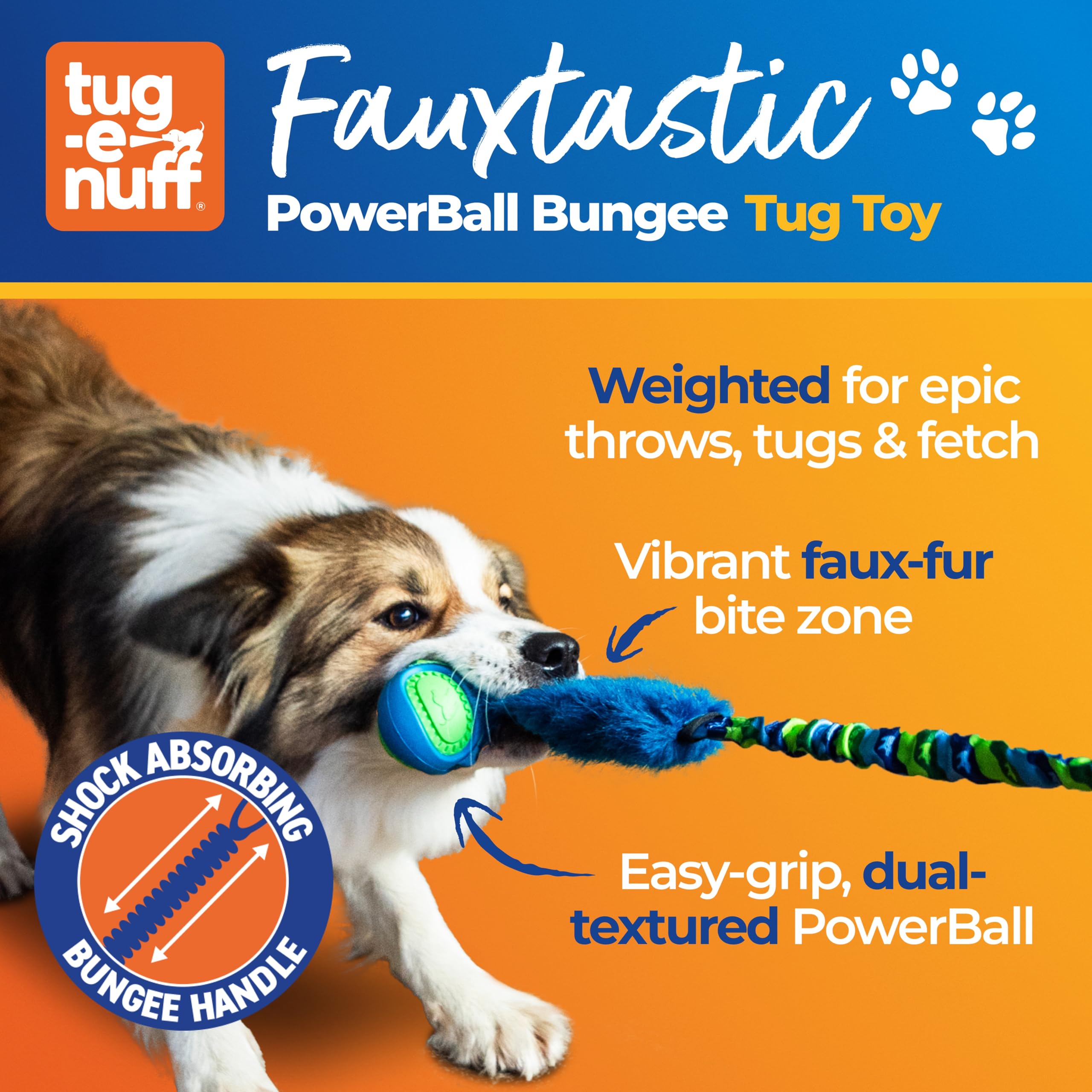 Tug-E-Nuff Fauxtastic PowerBall Bungee, asa cómoda para tirones más cómodos.