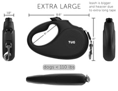 TUG Monocromo XL con cinta de nailon 26 pies, resistente para perros activos.