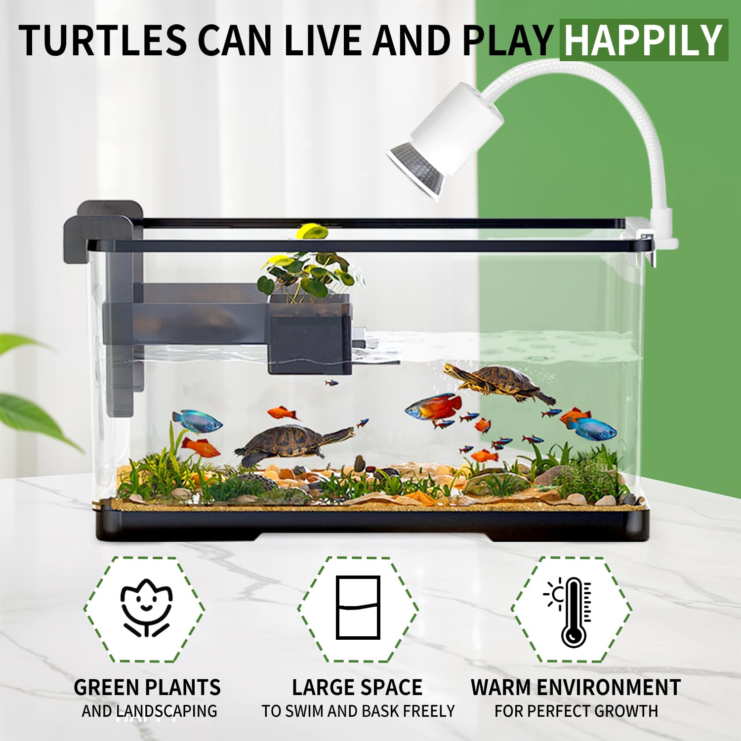 Tuhaoking luz UVB tortuga, iluminación estimulante para el entorno