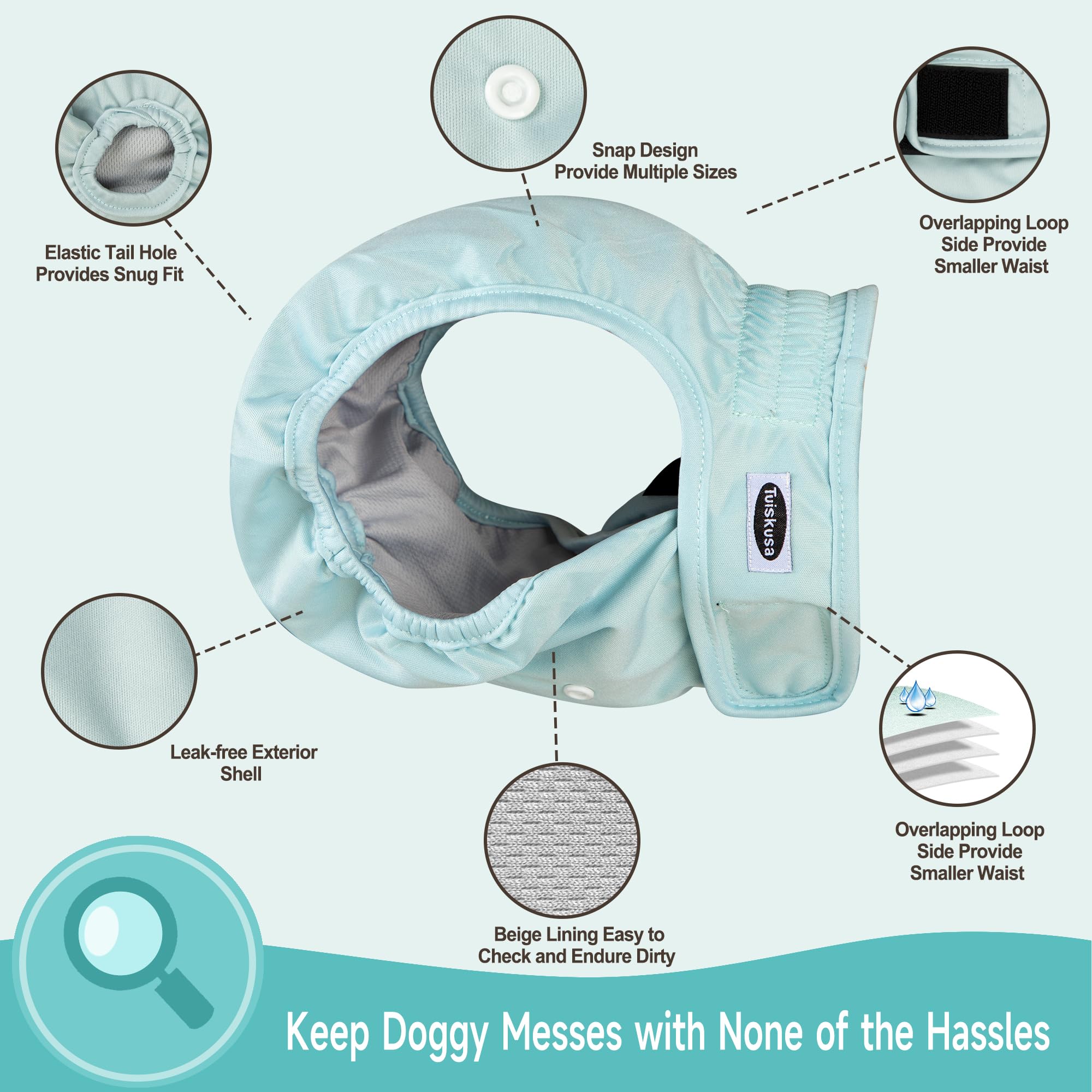 Tuiskusa pañales para perros femeninos: material suave y transpirable para menos rozaduras