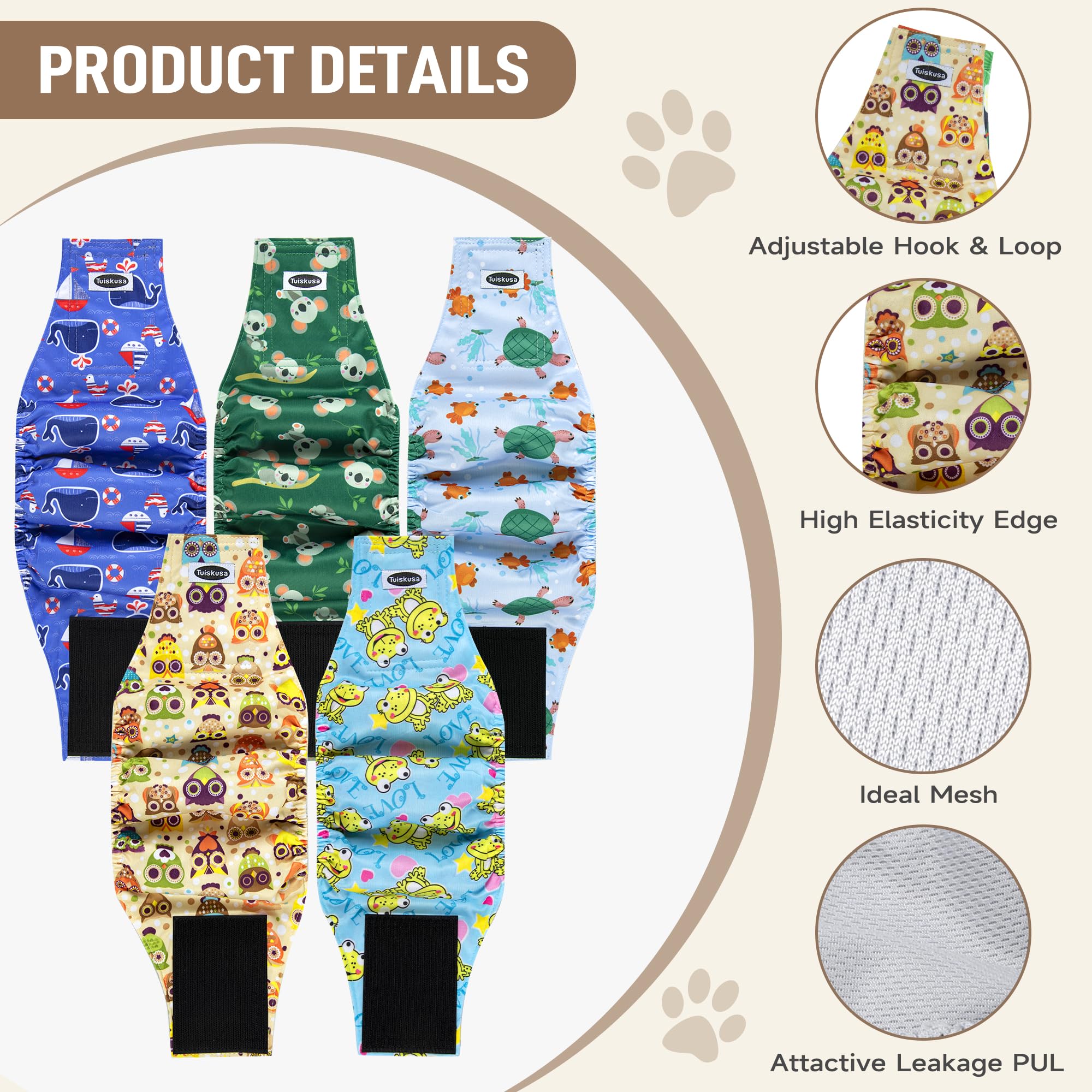 Pañales Tuiskusa para perros machos, tallas múltiples para ajuste perfecto.