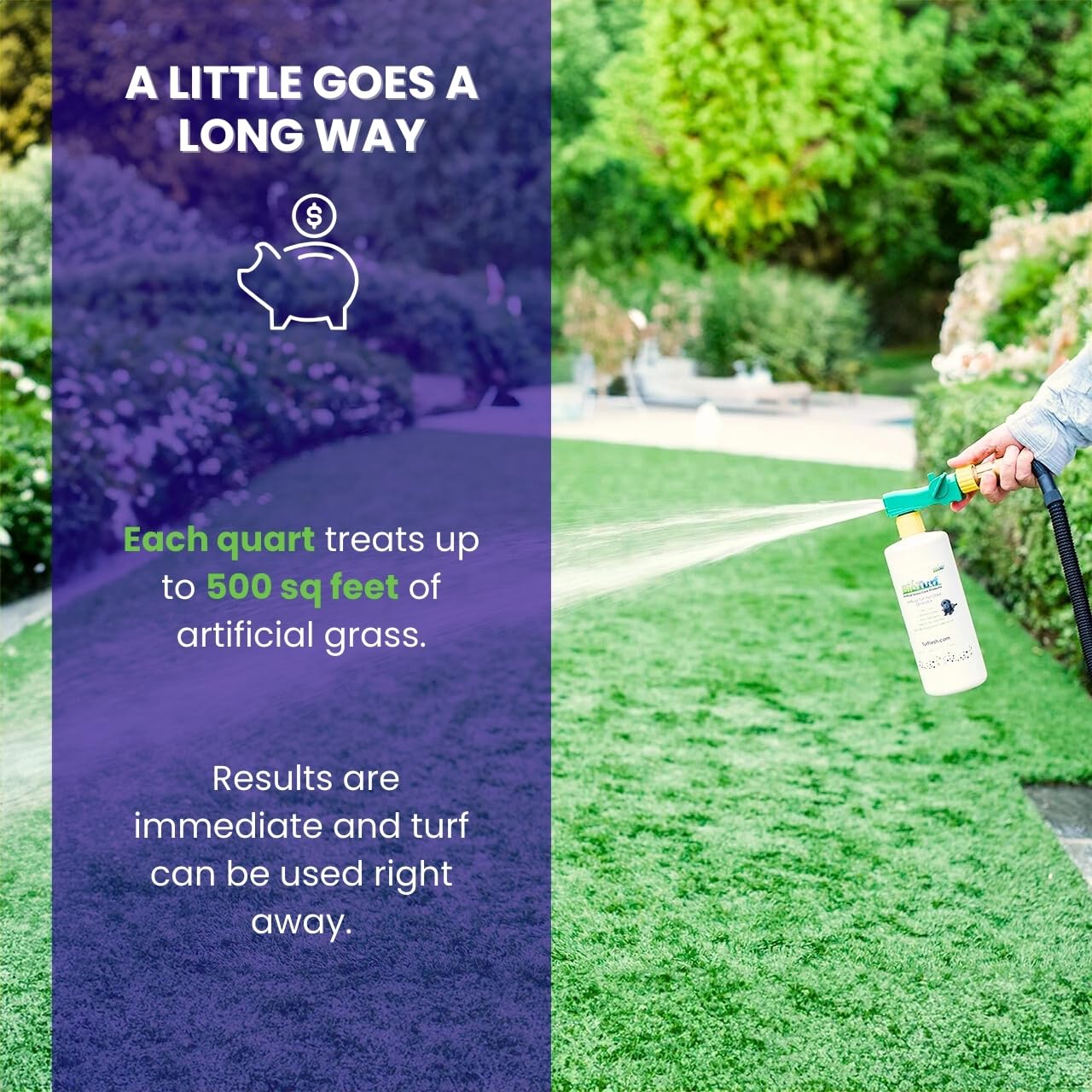 Superficie múltiple: BioS+ de TurFresh funciona en patios y concreto.