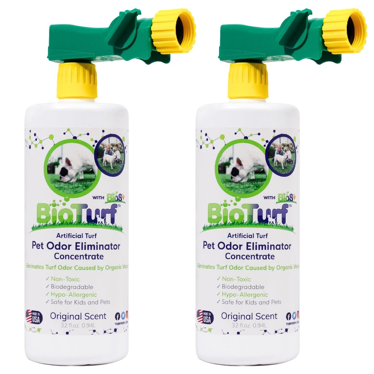 BioS+ TurFresh botella 32 oz, conjunto de dos para neutralizar olores exteriores.