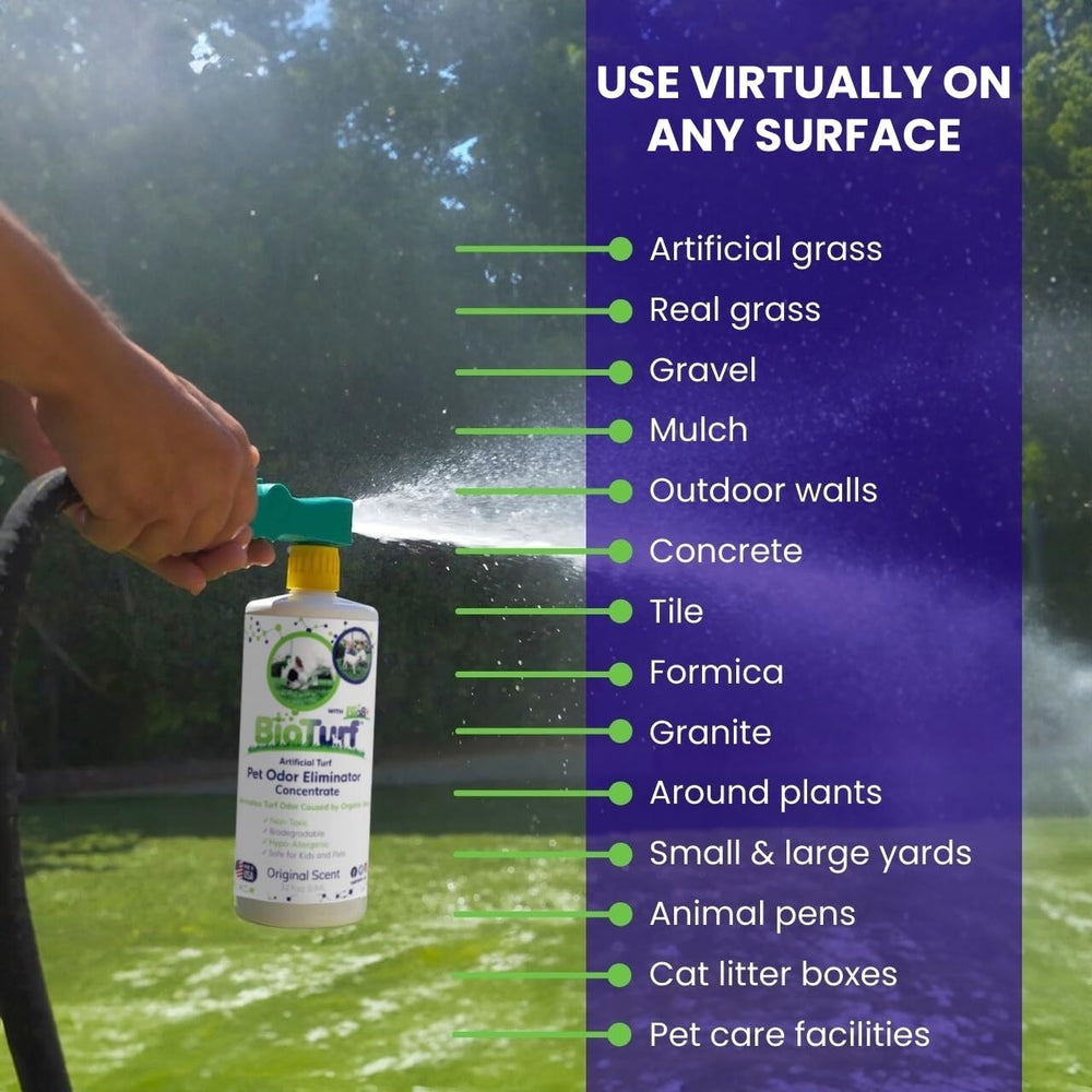 Diluye para interiores y combina con BioTurf Gránulos para mayor frescura.