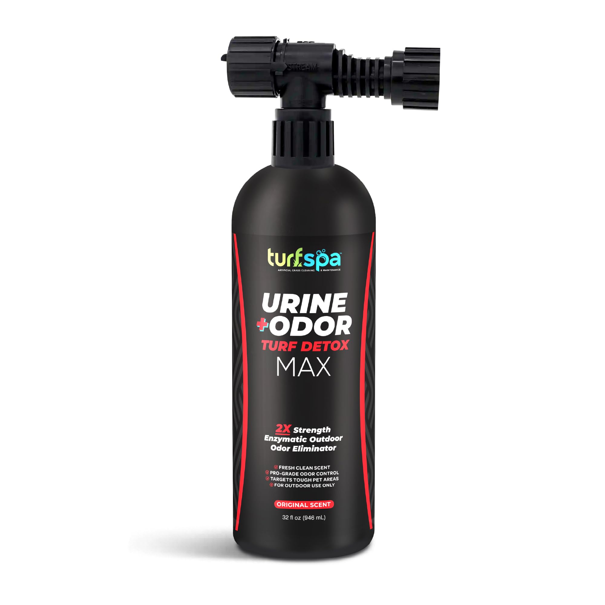 TurfSpa MAX botella spray para eliminar olores y limpiar exteriores.