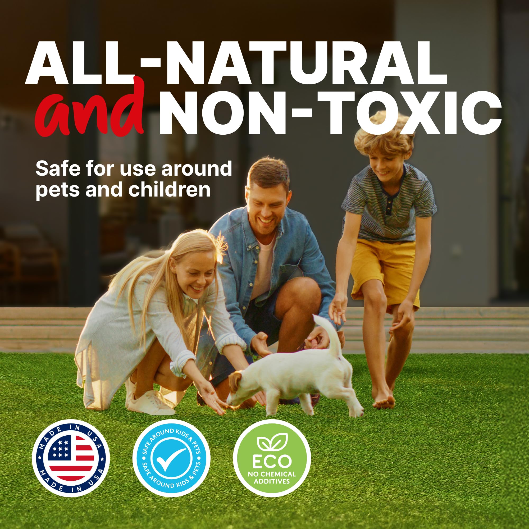 TurfSpa MAX etiqueta biodegradable segura para hogares.