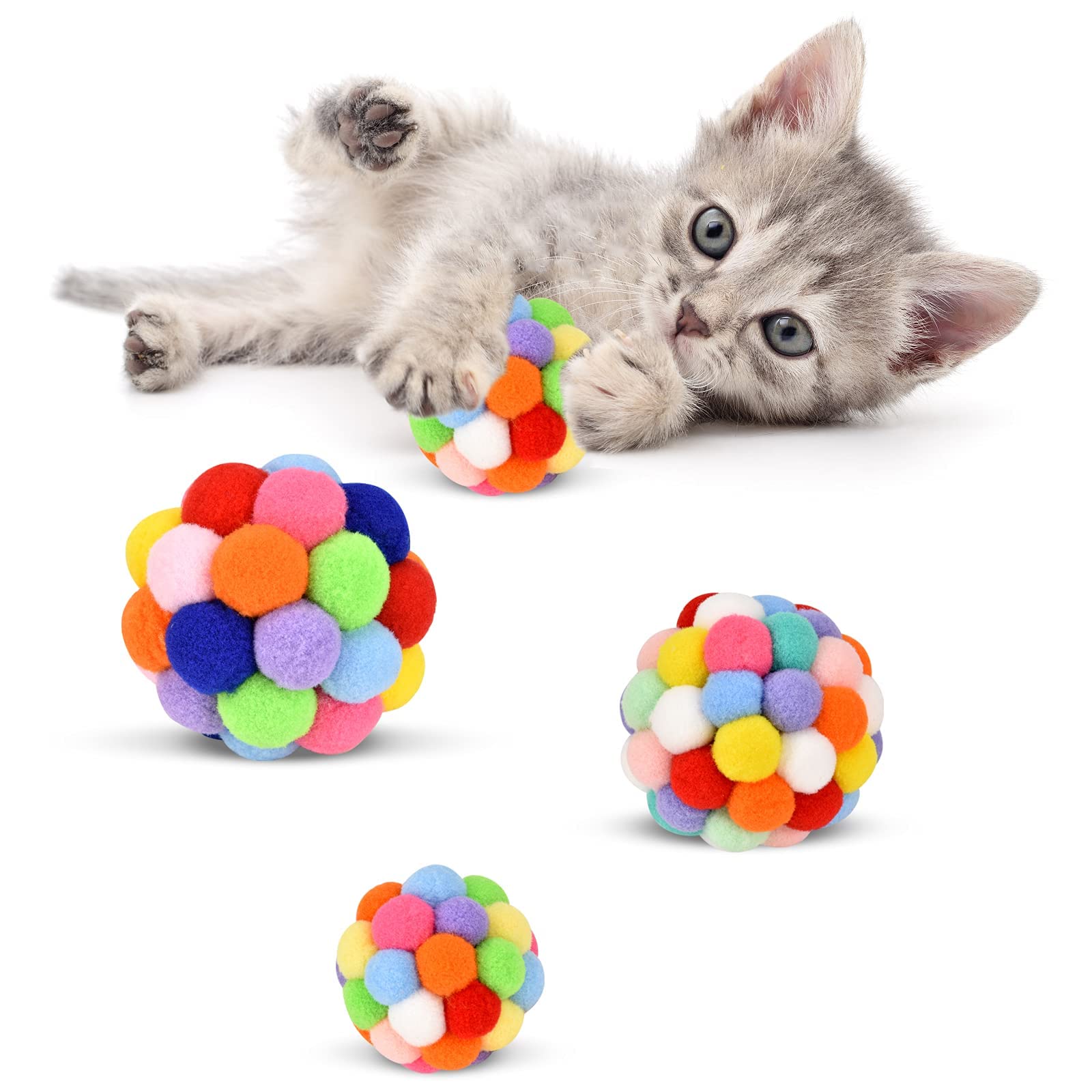 TUSATIY pelotas para gato con campana azul, ideal para juego interactivo
