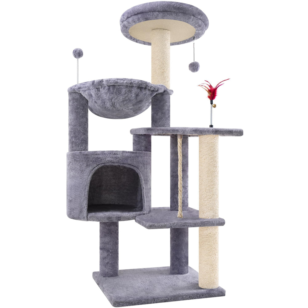 TWDEPART arbol-gato-interior gris: estructura estable para trepar y vigilar el entorno