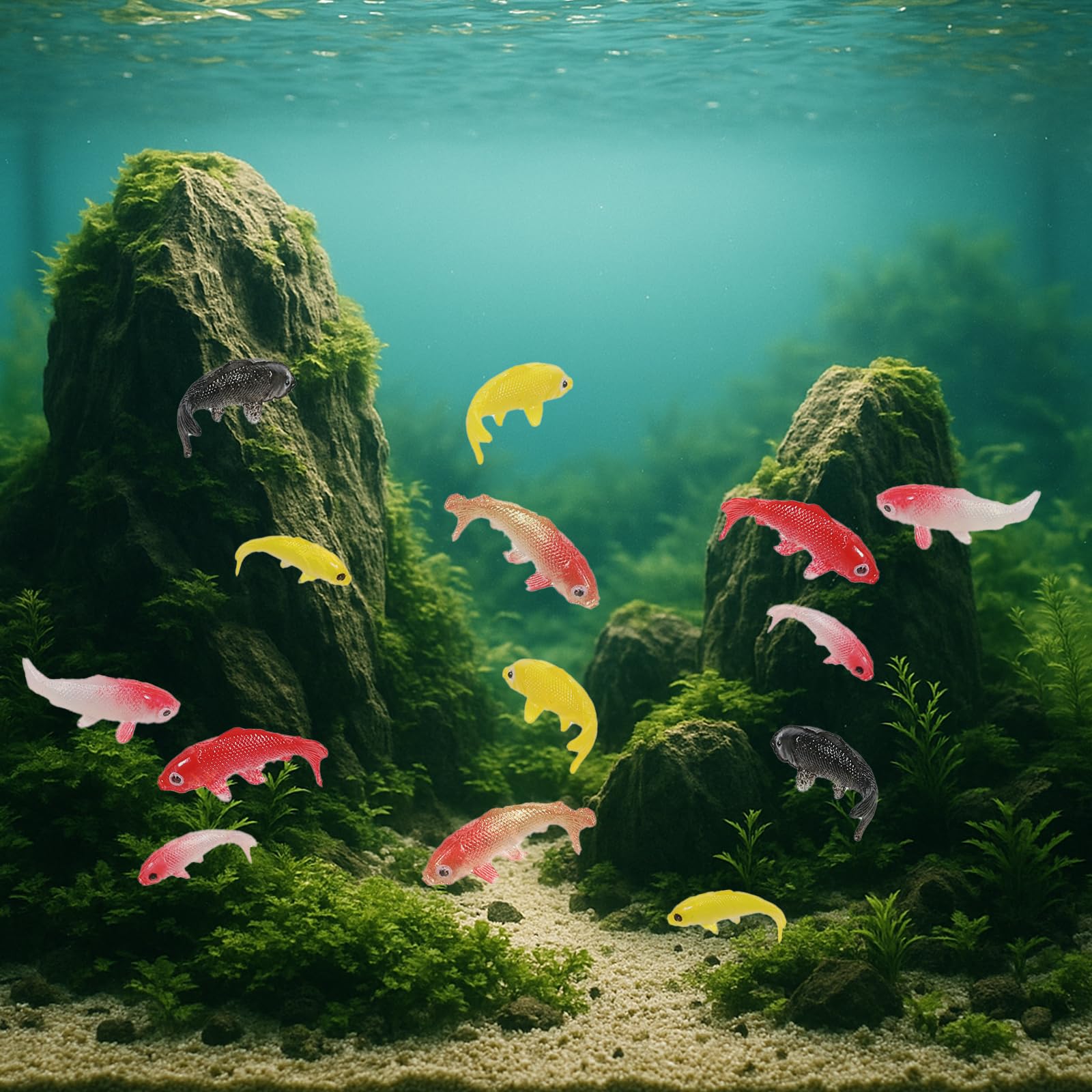 Tweruna pez koi mini en agua para acuario