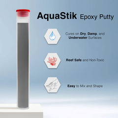 Textura gris piedra de Aquastik para reparaciones discretas en acuarios.