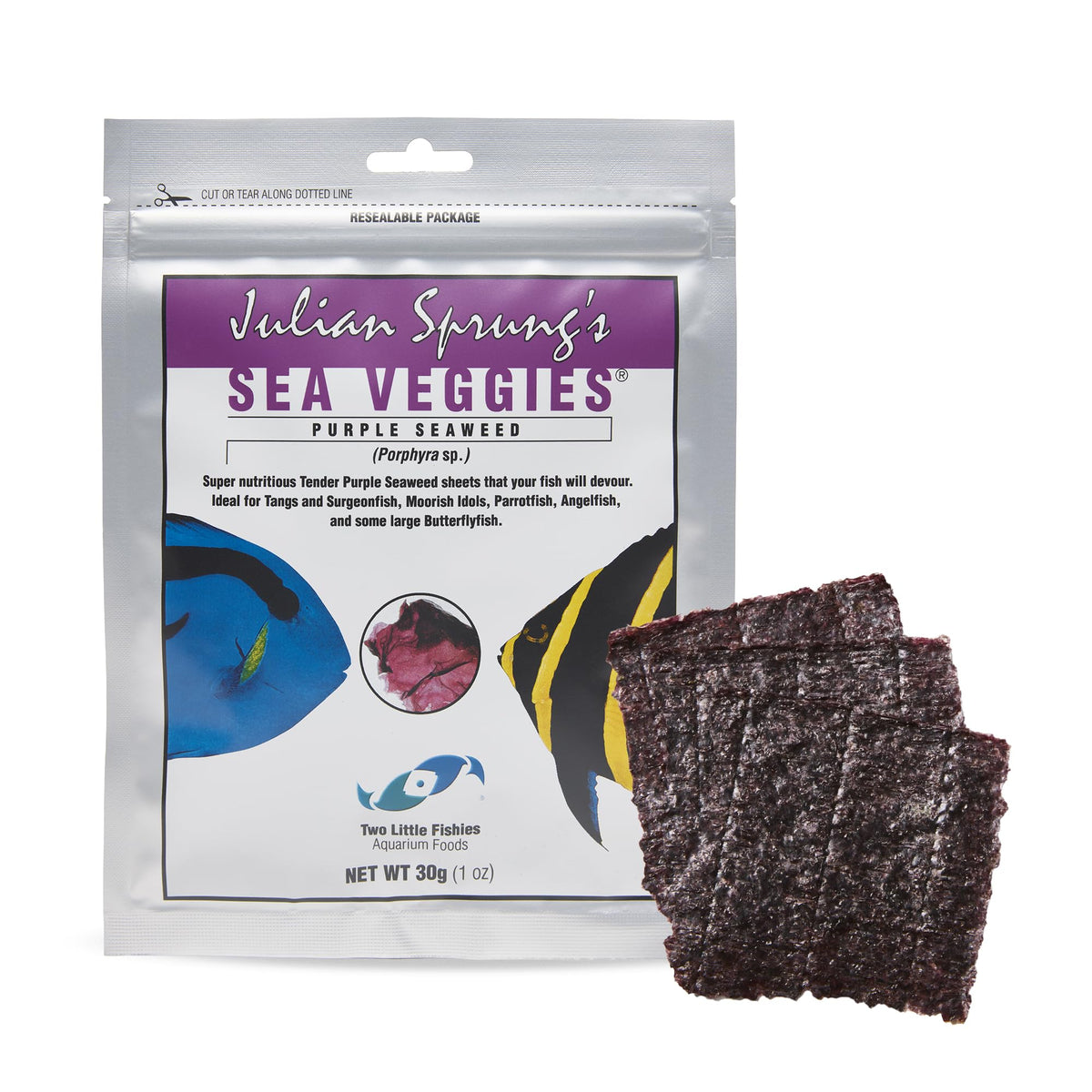 Two Little Fishies Sea Veg Morada en bolsa de 1 oz para peces herbívoros