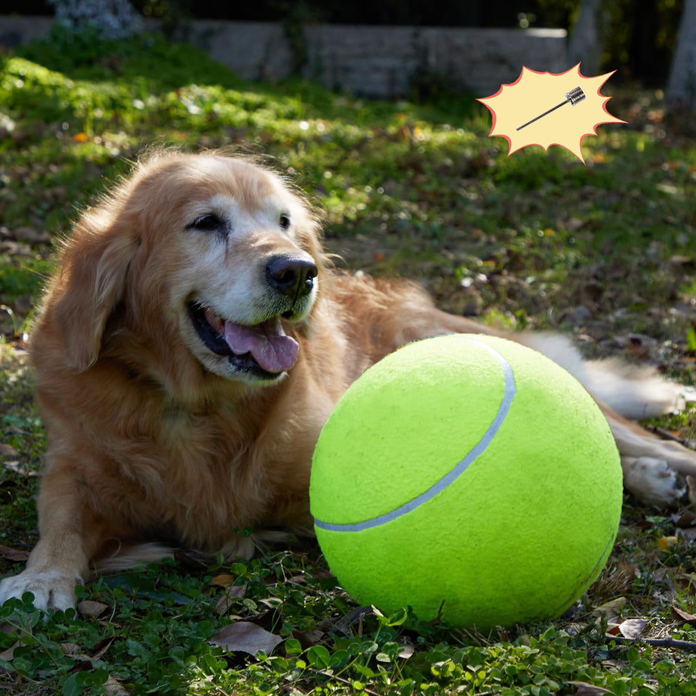 TYLIN bola tenis gigante amarilla, perfecta para cumpleaños de tu perro.