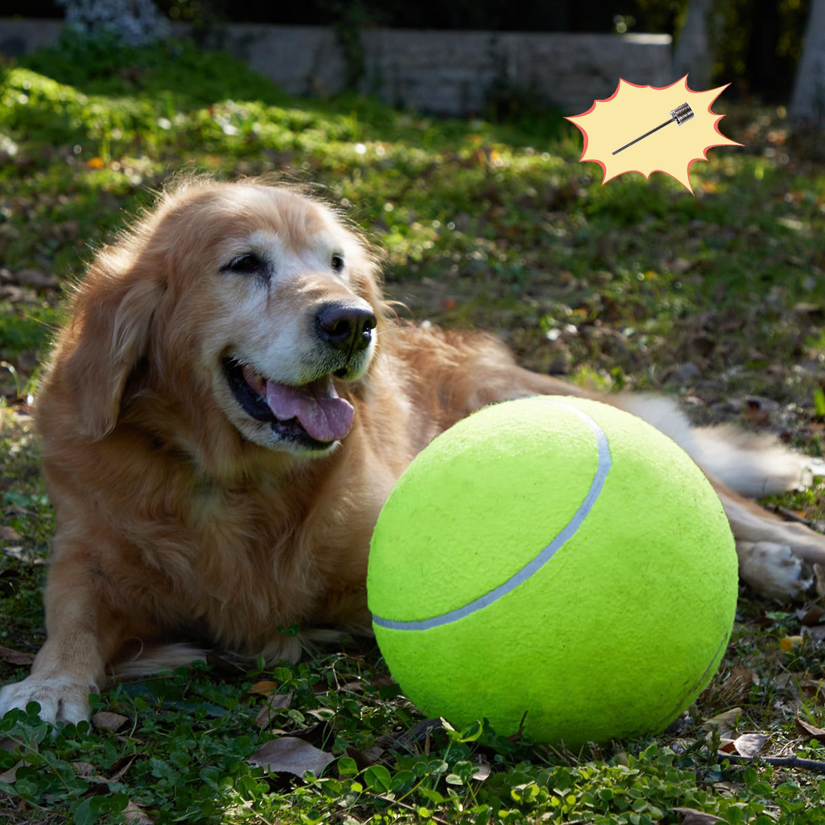 TYLIN bola tenis gigante amarilla, perfecta para cumpleaños de tu perro.