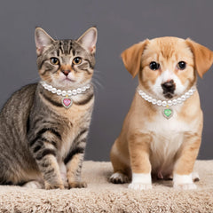 Tyqour collar para gatos con corazón rosa, realza su look diario.