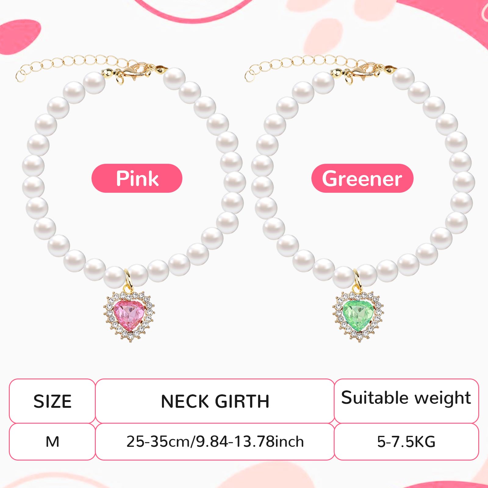 Collar de perlas con corazón verde de Tyqour, perfecto para salidas y eventos.
