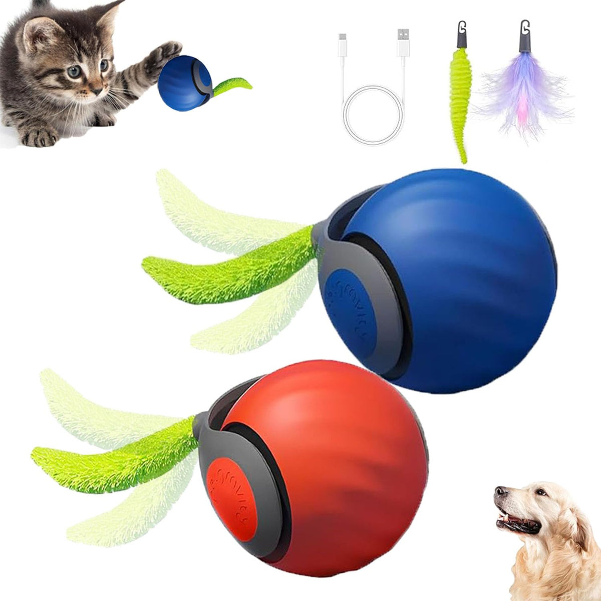ugdurwp Speedy 2.0 Tail: pelota interactiva para gatos en movimiento