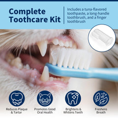 Ulroyda pasta dental para gatos sabor atún promueve aliento fresco.