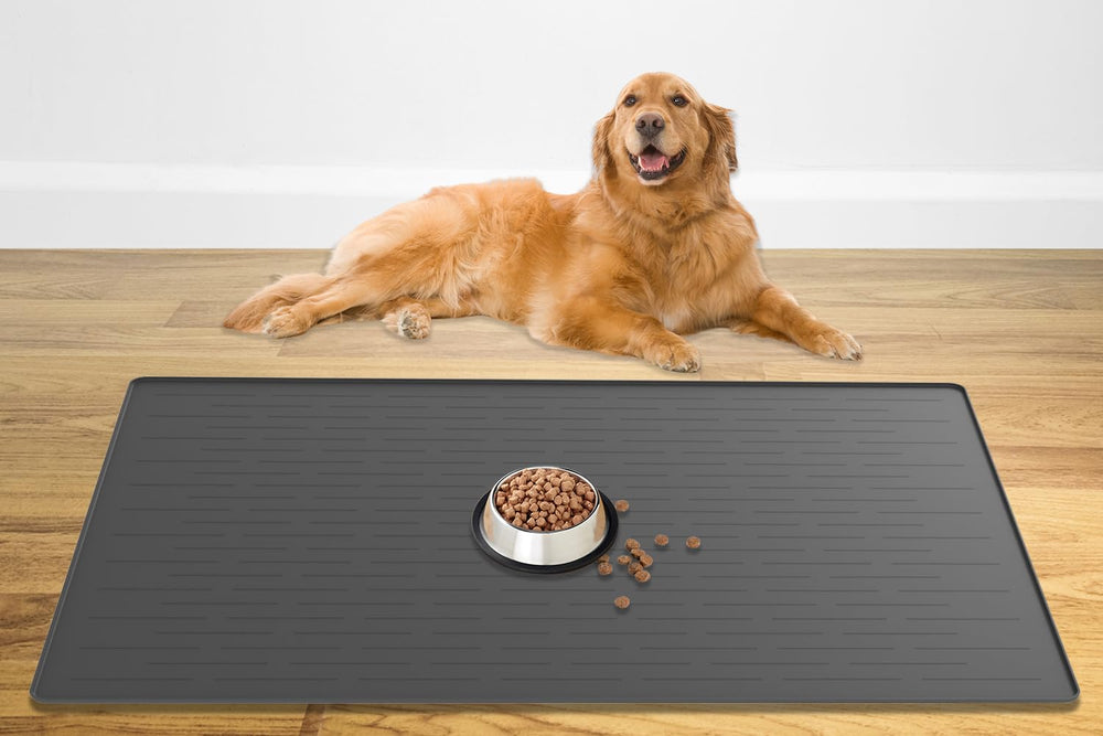 Ultibe tapete alimentación mascota gris 48x32 para comida ordenada y sin derrames