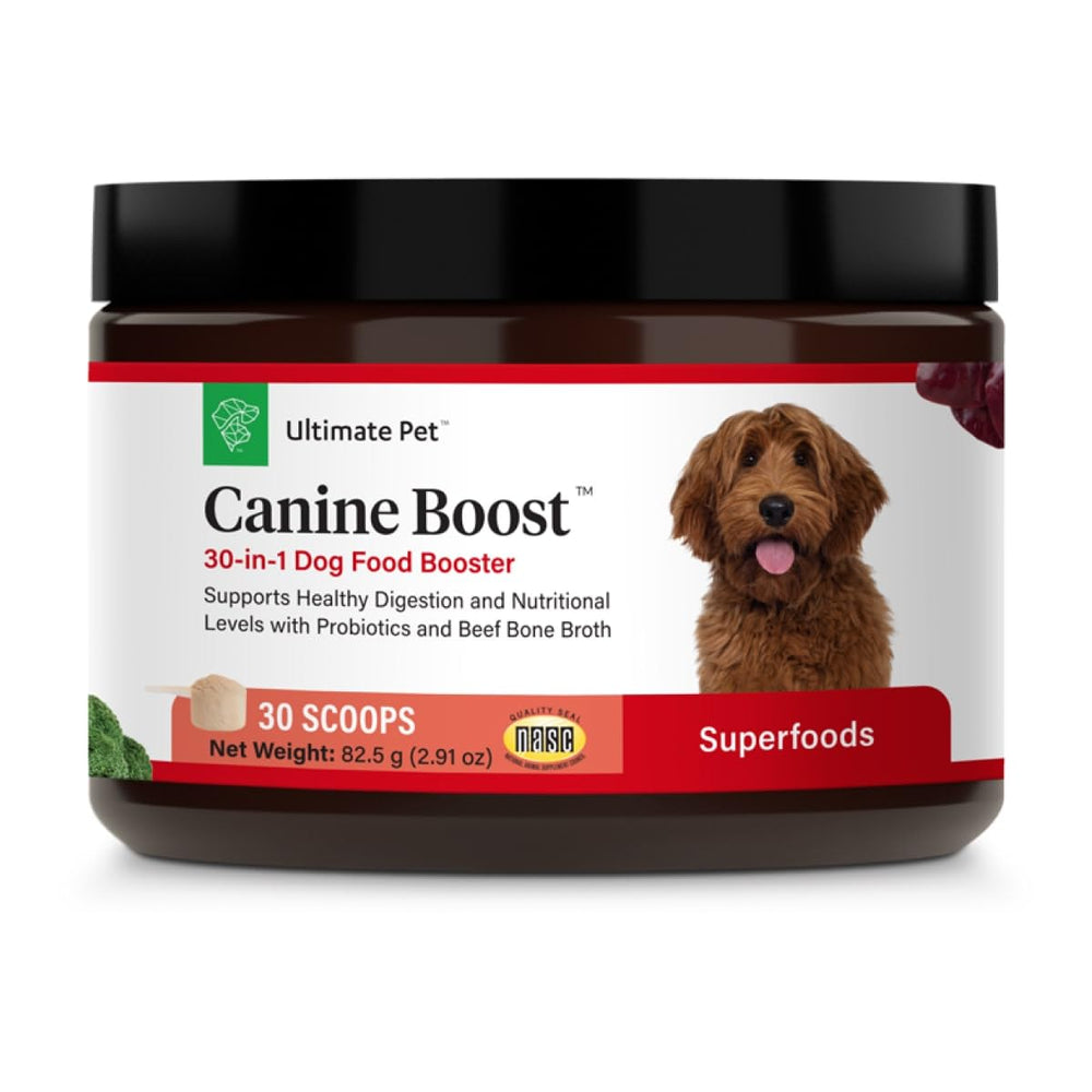 Canine Boost de ULTIMATE PET NUTRITION envase con vitaminas para perros