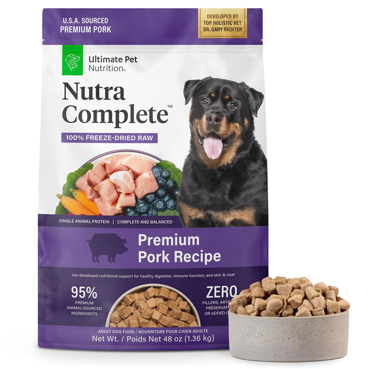 Nutra Complete bocados de cerdo para perros, proteína fácil de digerir