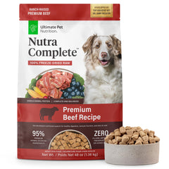 Nutra Complete de ULTIMATE PET NUTRITION, bolsa abierta para alimentar a tu perro fácilmente