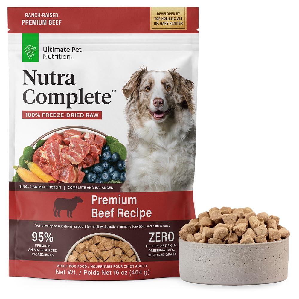 Nutra Complete muestra carne de rancho e ingredientes seleccionados para la digestión.