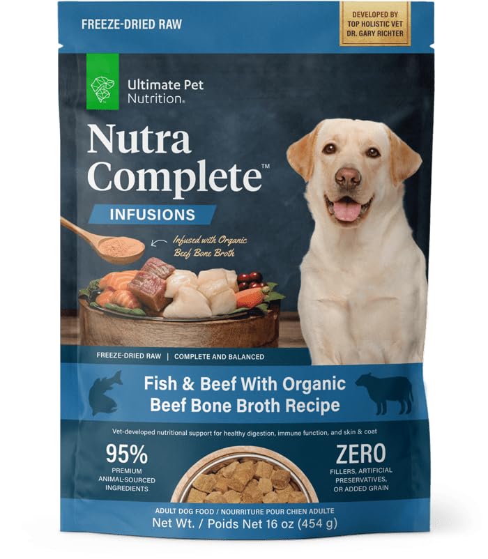 Nutra Complete Infusions de Ultimate Pet Nutrition: empaque práctico para almacenamiento y uso diario.