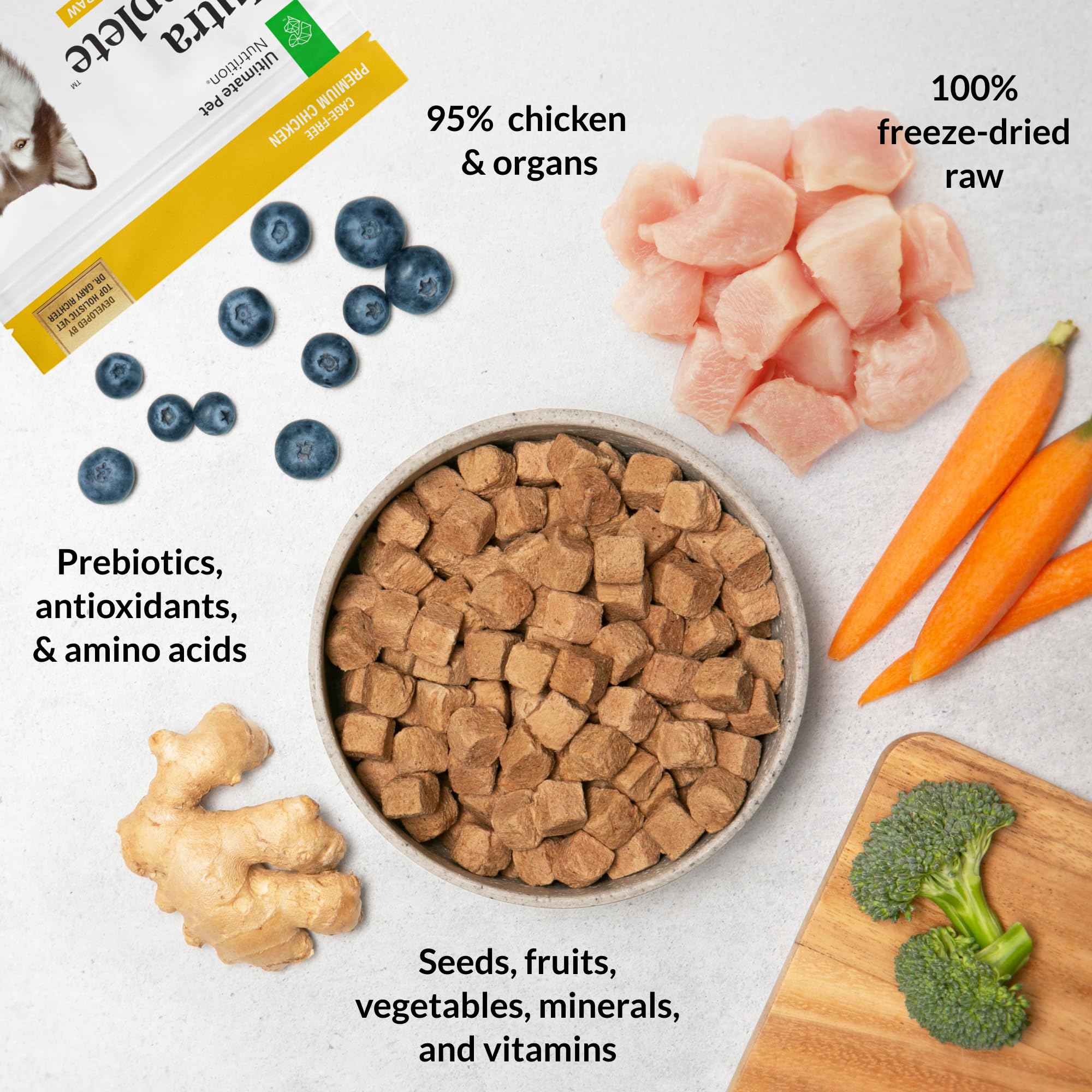 Nutra Complete pollo cage-free, proteína fácil de digerir para perros activos.