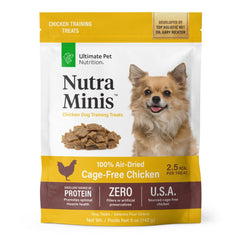 Nutra Minis de ULTIMATE PET NUTRITION como premio de entrenamiento con sabor a pollo