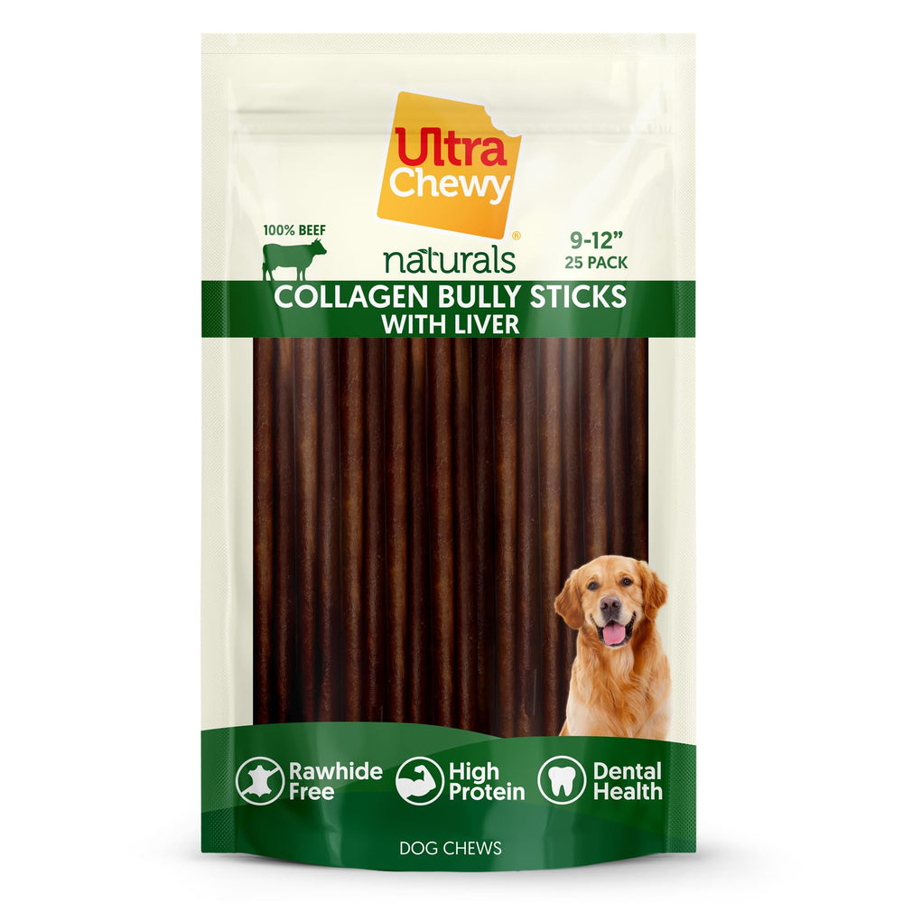 Perro disfrutando Ultra Chewy Bastones de Colágeno, favoreciendo momentos de calma durante el día.