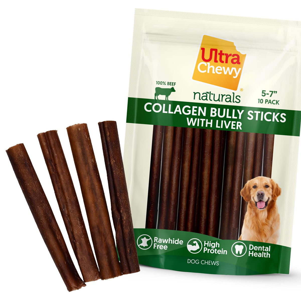 Ultra Chewy Collagen Sticks, olor neutro para masticación prolongada sin olores