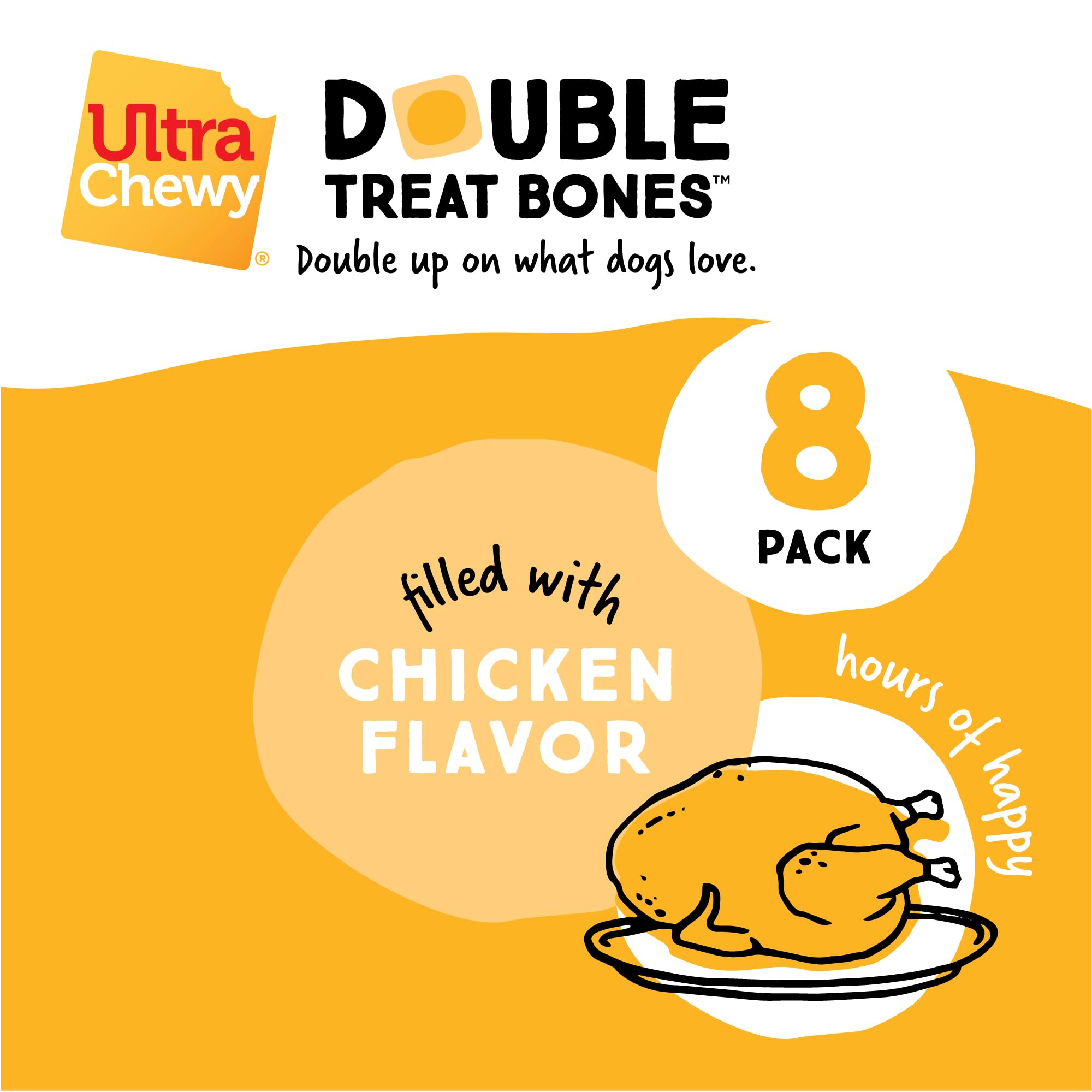 Ultra Chewy Huesos Doble Premio, promueve higiene dental al masticar de forma responsable.