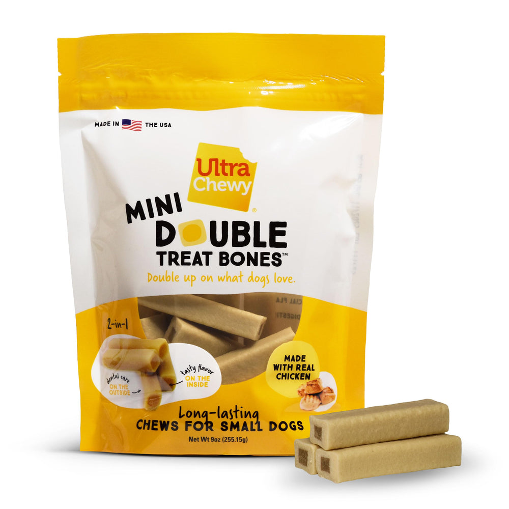 Ultra Chewy Mini Double Treat Bones hecho en USA apoyo a producción local