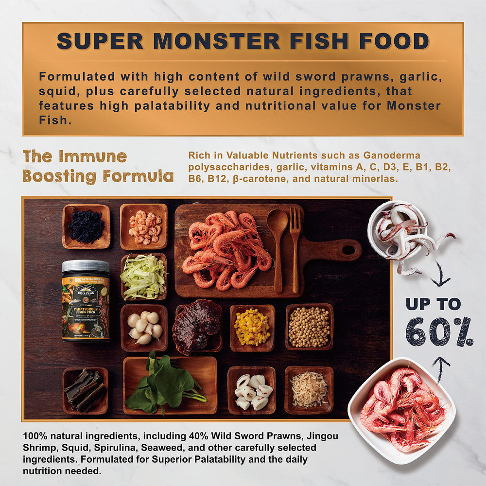 Ultra Fresh: ingredientes naturales para una dieta carnívora de peces grandes.