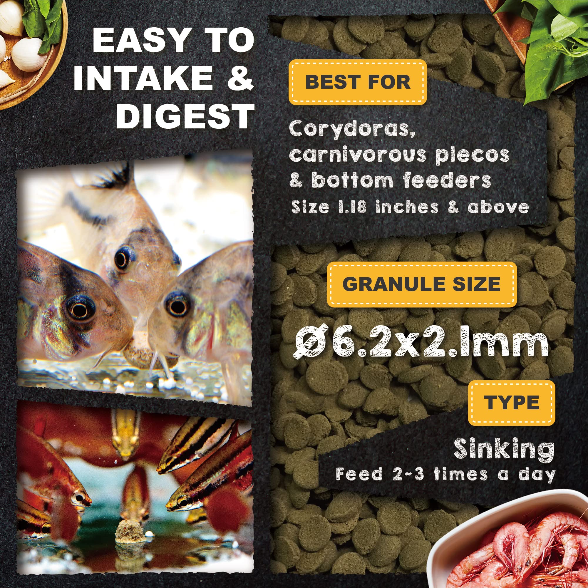 Ultra Fresh alimento con probióticos para el sistema digestivo de peces de fondo.